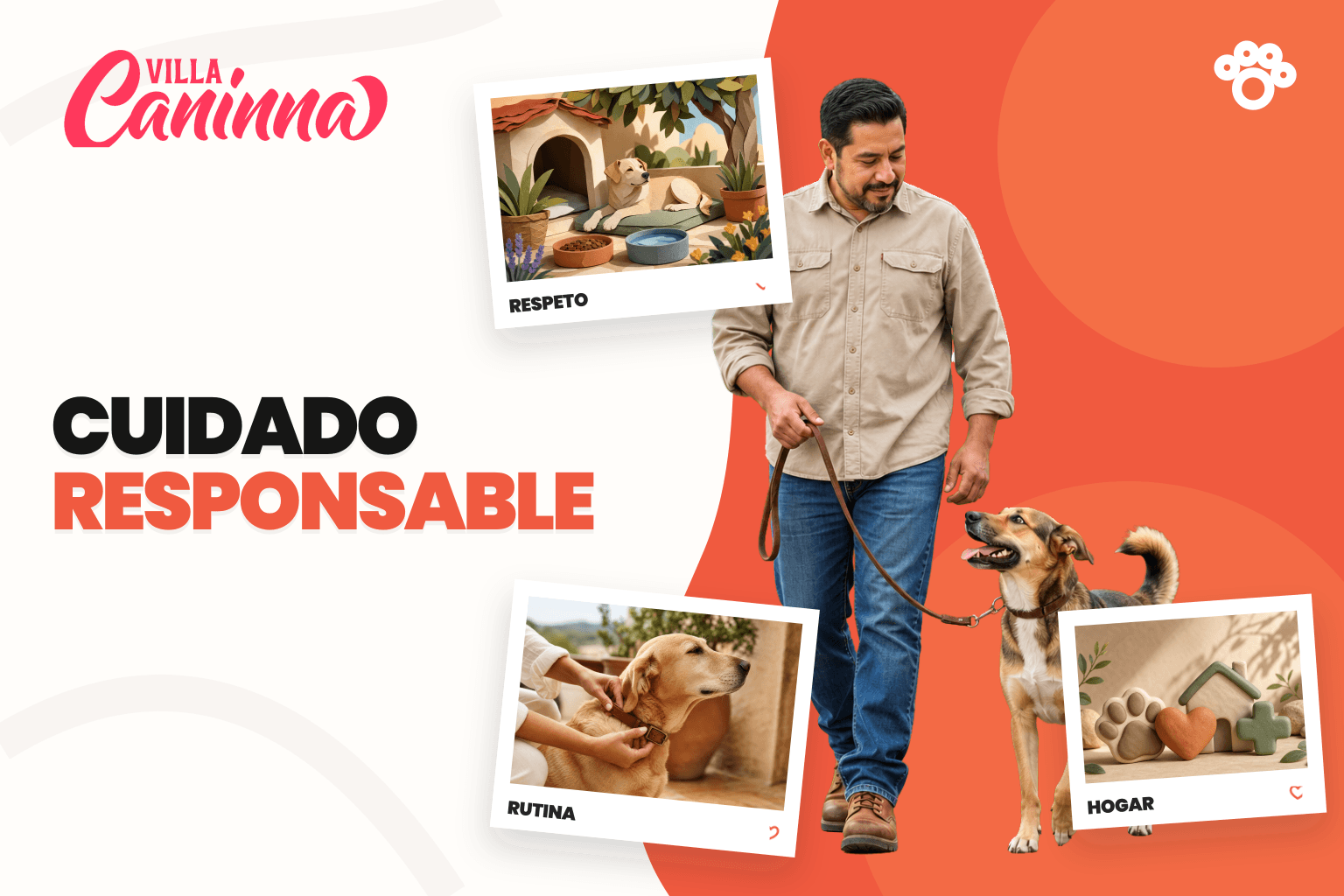 Tutora revisando una cartilla de cuidado animal con un perro en un patio de Durango.