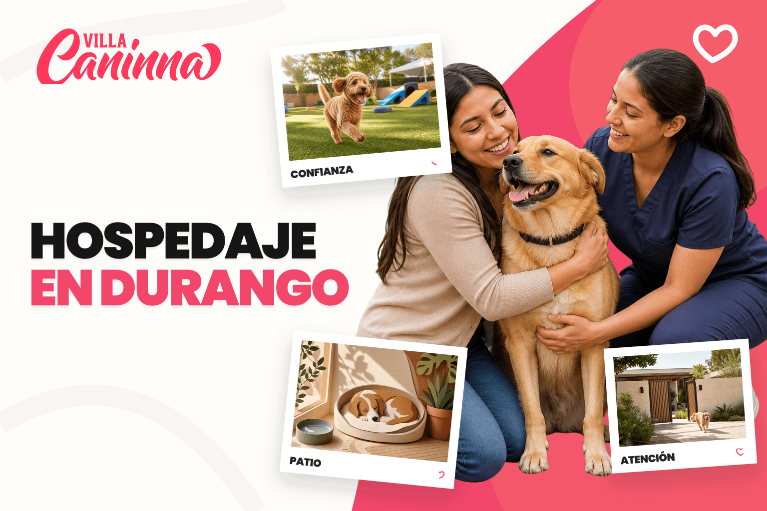 Cuidadora revisando una lista de ingreso con perros tranquilos en un hospedaje canino limpio.